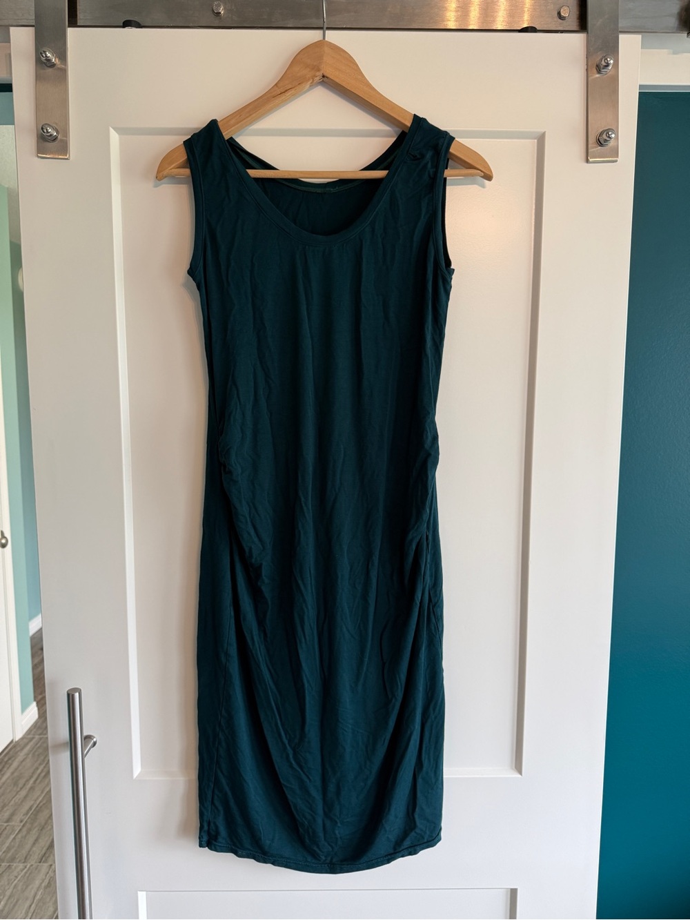 Maternity Sleeveless Fitted Teal Bamboo Knit Dress - Brand: Deer&Doe